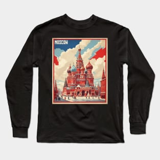 Red Square Russia Vintage Tourism Poster Long Sleeve T-Shirt